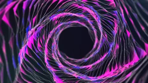 Abstract connected lines and dots forming a circle retro style. Round Shape O Stock Illustration