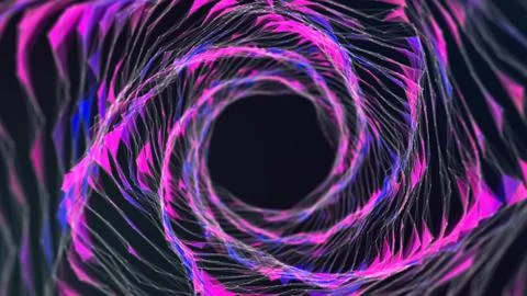 Abstract connected lines and dots forming a circle retro style. Round Shape O Stock Illustration