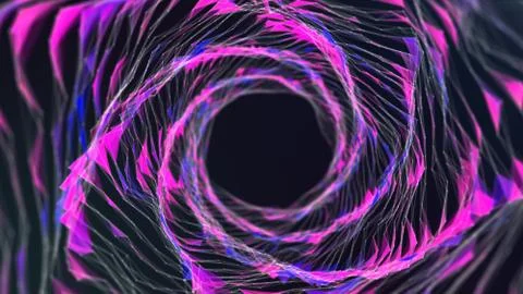 Abstract connected lines and dots forming a circle retro style. Round Shape O Illustrazione stock