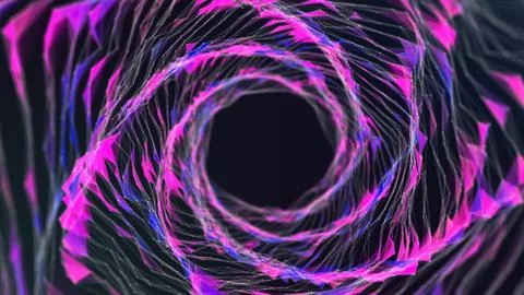 Abstract connected lines and dots forming a circle retro style. Round Shape O Stock Illustration