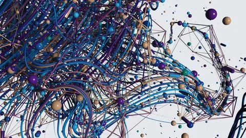 Abstract Connected Lines and Spheres Representing Modern Network Concept イラスト素材