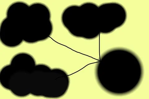 Abstract Connected Mind Map Network Illustration with Dark Organic Nodes Stock Illustration