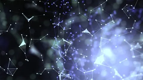 Abstract Connected Network with Glowing Nodes and Lines Technology Background Stock Illustration