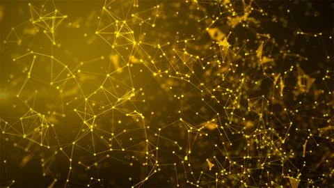Abstract Connected Network with Glowing Nodes and Lines Technology Background Stock Illustration