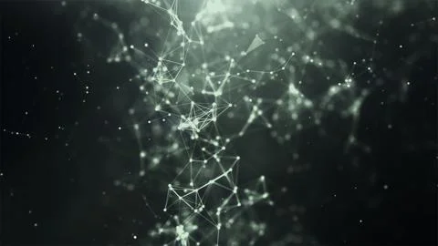 Abstract Connected Network with Glowing Nodes and Lines Technology Background Stock Illustration