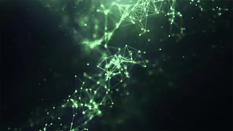 Abstract Connected Network with Glowing Nodes and Lines Technology Background Stock Illustration