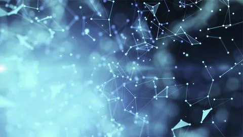 Abstract Connected Network with Glowing Nodes and Lines Technology Background Stock Photos