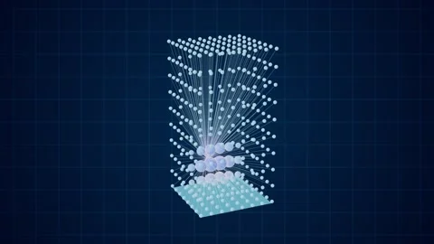 Abstract Connected Particle Network with Dotted Lines on Blue Grid Background. Stock Footage 340557493