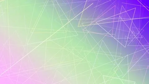 Abstract connected triangles and lines in pastel green and purple glow soft.. Stock Illustration