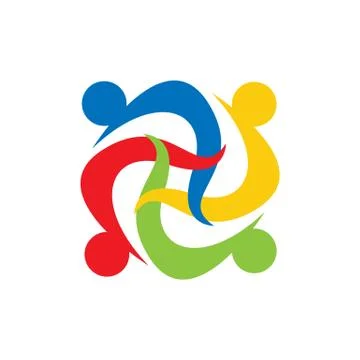 Abstract connected unity people community logo design vector illustrations Stock Illustration