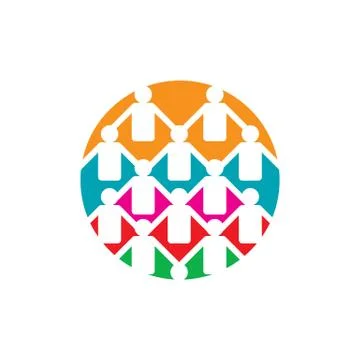 Abstract connected unity people community logo design vector illustrations Stock Illustration