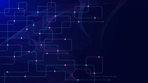 Abstract connecting lines and dots with wave flow. Stock Illustration