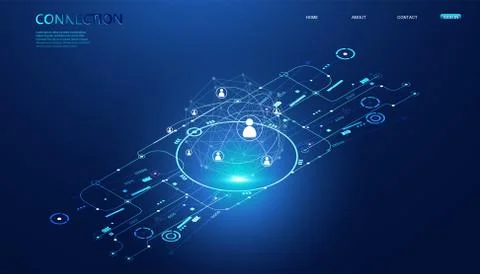 Abstract connection and isometric interface concept Connection in computer sy Stock Illustration