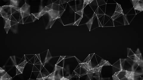 Abstract connection of dots and lines on a black background. Black and whit.. Stock Illustration