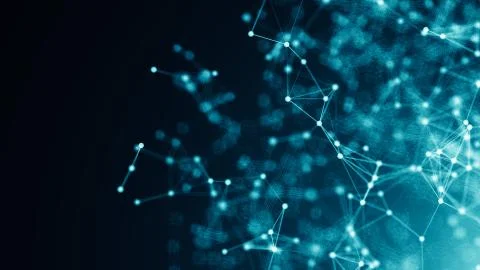 Abstract connection dots. Technology background. Digital drawing blue theme Stock Illustration