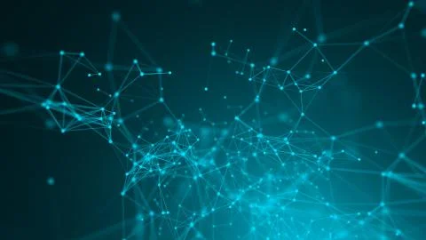 Abstract connection dots. Technology background. Digital drawing blue theme Stock Illustration