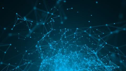 Abstract connection dots. Technology background. Digital drawing blue theme Stock Illustration