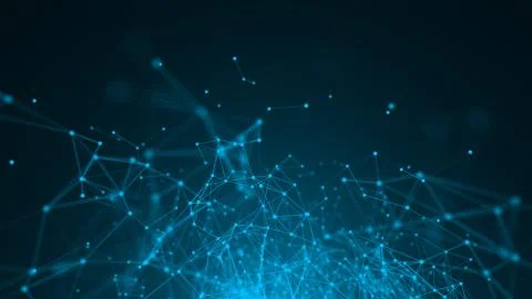 Abstract connection dots. Technology background. Digital drawing blue theme Illustrazione stock