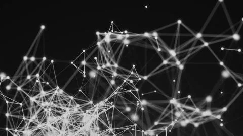 Abstract connection dots. Technology background. Digital drawing black and white Stock Illustration