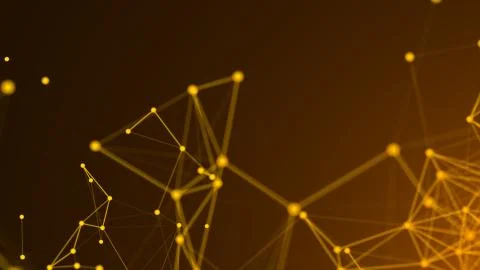 Abstract connection dots. Technology background. Digital drawing gold theme Illustrazione stock