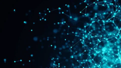 Abstract connection dots. Technology background. Digital drawing blue them... Foto stock