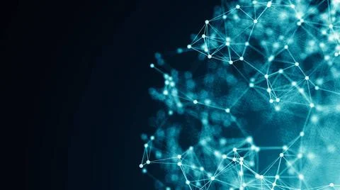 Abstract connection dots. Technology background. Digital drawing blue them... Foto stock