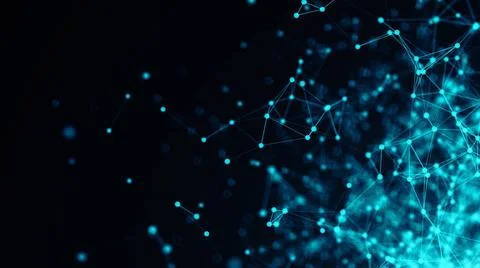 Abstract connection dots. Technology background. Digital drawing blue them... Foto stock