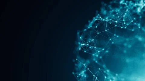 Abstract connection dots. Technology background. Digital drawing blue them... Foto stock