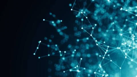 Abstract connection dots. Technology background. Digital drawing blue them... Stock Photos