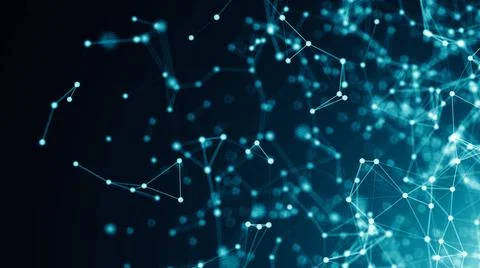 Abstract connection dots. Technology background. Digital drawing blue them... Foto stock