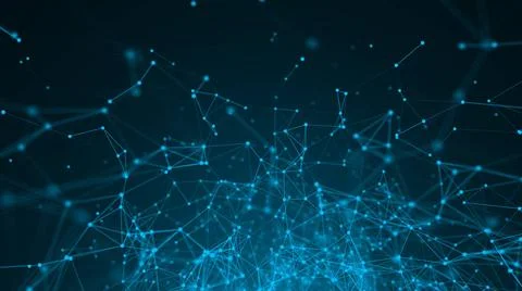 Abstract connection dots. Technology background. Digital drawing blue them... Stock Photos