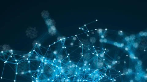 Abstract connection dots. Technology background. Digital theme. Network co... Foto stock