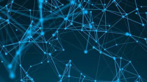 Abstract connection dots. Technology background. Network concept 3d render... Foto stock