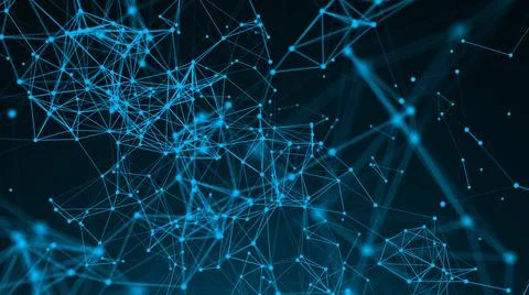 Abstract connection dots. Technology background. Network concept 3d render... Foto stock