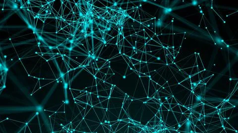 Abstract connection dots. Technology background. Network concept 3d render... Foto stock