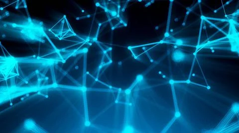 Abstract connection dots. Technology background. Digital drawing blue them... Foto stock