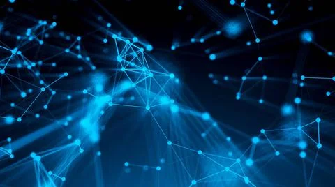 Abstract connection dots. Technology background. Digital drawing blue them... Stock Photos