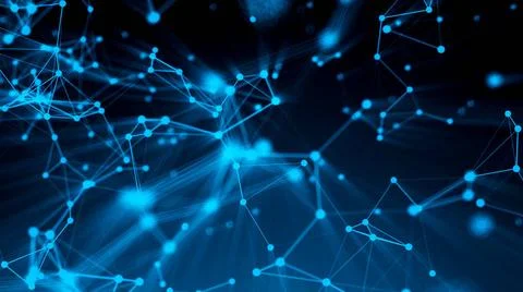 Abstract connection dots. Technology background. Digital drawing blue them... Stock Photos