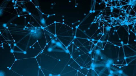 Abstract connection dots. Technology background. Digital drawing blue them... Foto stock