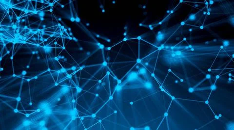 Abstract connection dots. Technology background. Digital drawing blue them... Stock Photos