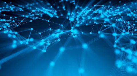 Abstract connection dots. Technology background. Digital drawing blue them... Foto stock