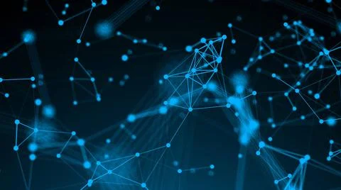 Abstract connection dots. Technology background. Digital drawing blue them... Foto stock