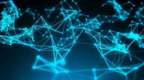 Abstract connection dots. Technology background. Digital drawing blue them... Foto stock