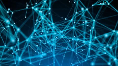 Abstract connection dots. Technology background. Digital drawing blue them... Foto stock