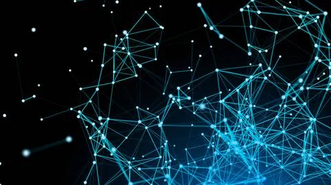 Abstract connection dots. Technology background. Digital drawing blue them... Foto stock