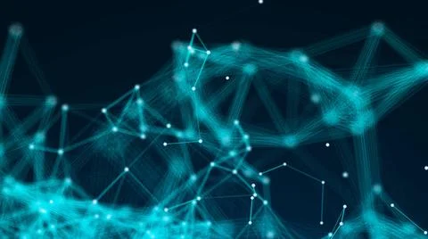 Abstract connection dots. Technology background. Digital drawing blue them... Foto stock