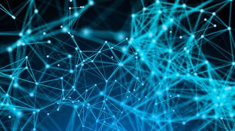 Abstract connection dots. Technology background. Digital drawing blue them... Stockfoto's