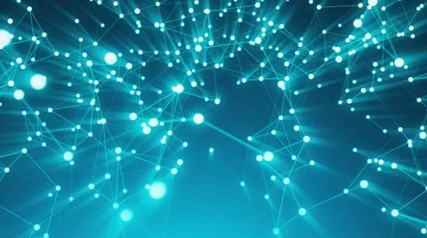 Abstract connection dots. Technology background. Digital drawing blue them... Stock Photos