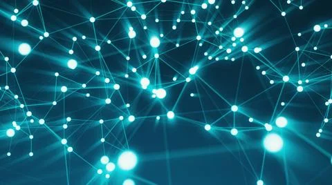 Abstract connection dots. Technology background. Digital drawing blue them... Foto stock