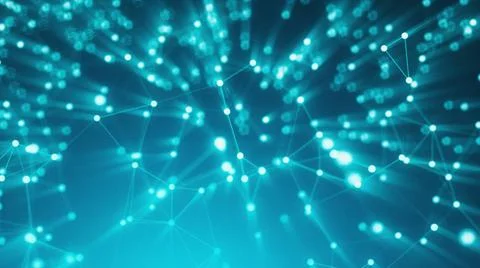 Abstract connection dots. Technology background. Digital drawing blue them... Foto stock